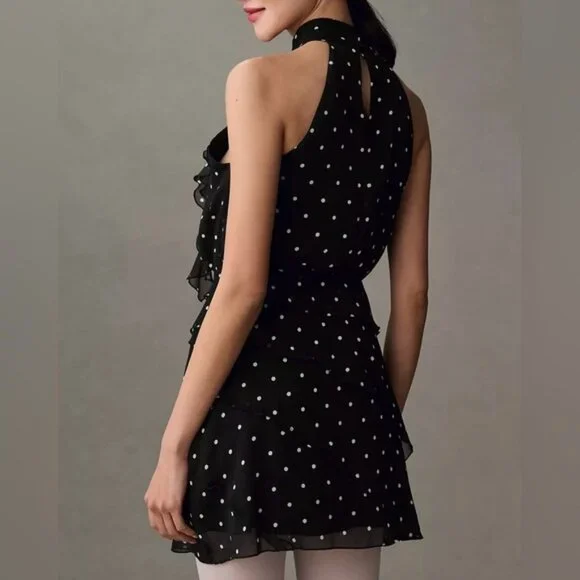 Maeve Halter Rosette Mini Dress Size S - Picture 2 of 5